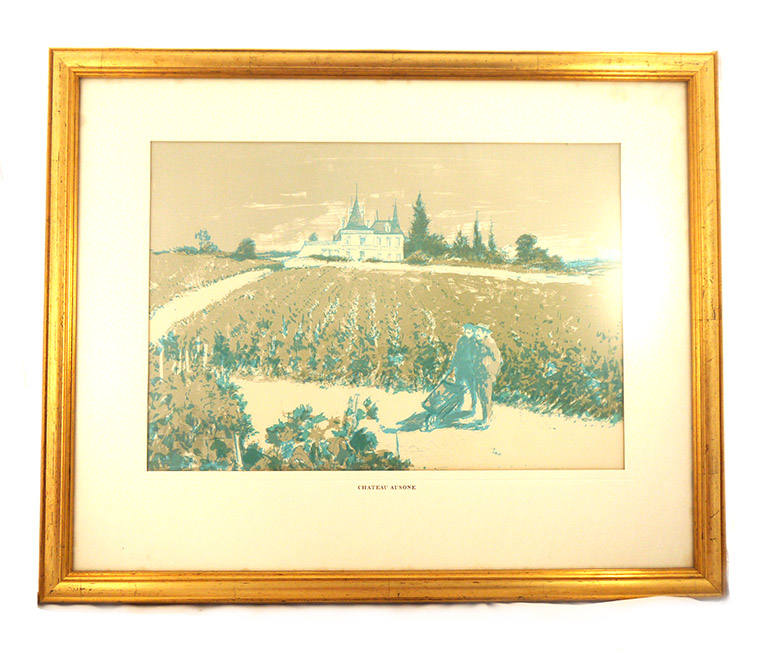 Chateau Ausone Charles Mozley lithograph by Charles Mozley (Framed Limited Edition lithograph)