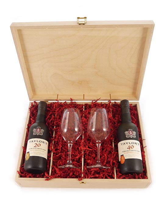 1965 Taylor Fladgate 60 years of Port (35cl) and two Taylors Port glasses. 