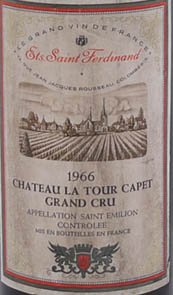 1966 Chateau La Tour Capet 1966 Grand Cru Bordeaux (Red wine)