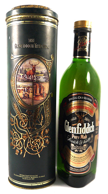 1980's Glenfiddich Special Old Reserve 'Christmas Day' Single Malt Scotch Whisky (Original tin box)